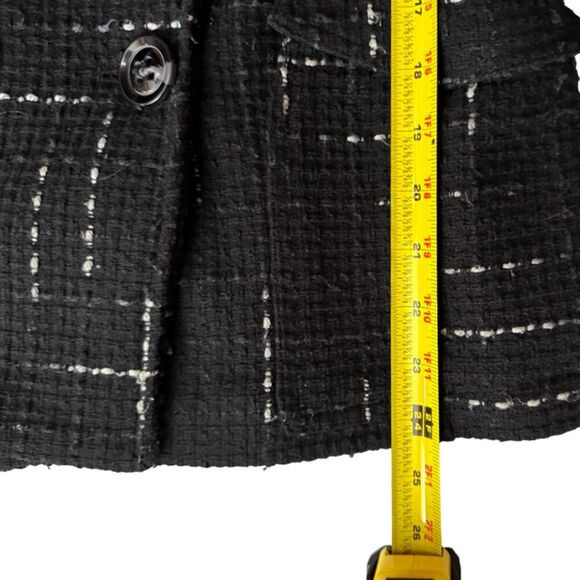 Maralyn & Me Double Breasted Pea Coat Tweed Black Plaid Jacket - Picture 13 of 14